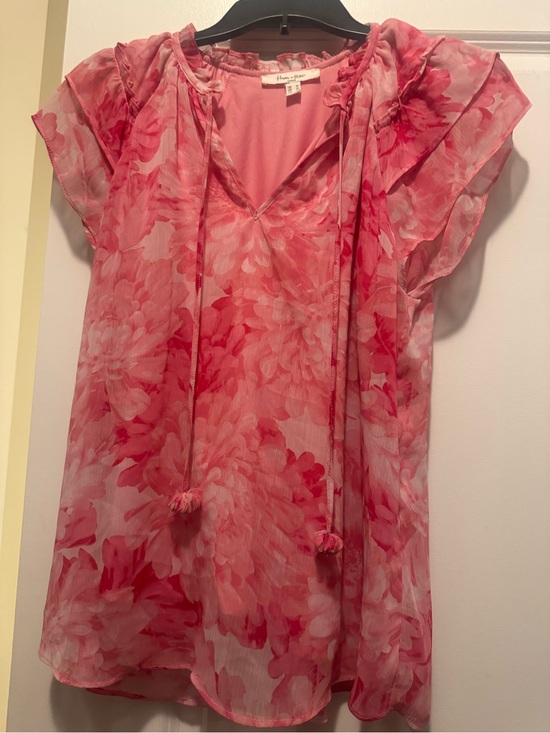 Hanna Andersson Tops - Hanna Andersson Pink Floral Sheer Tie-Front Blouse